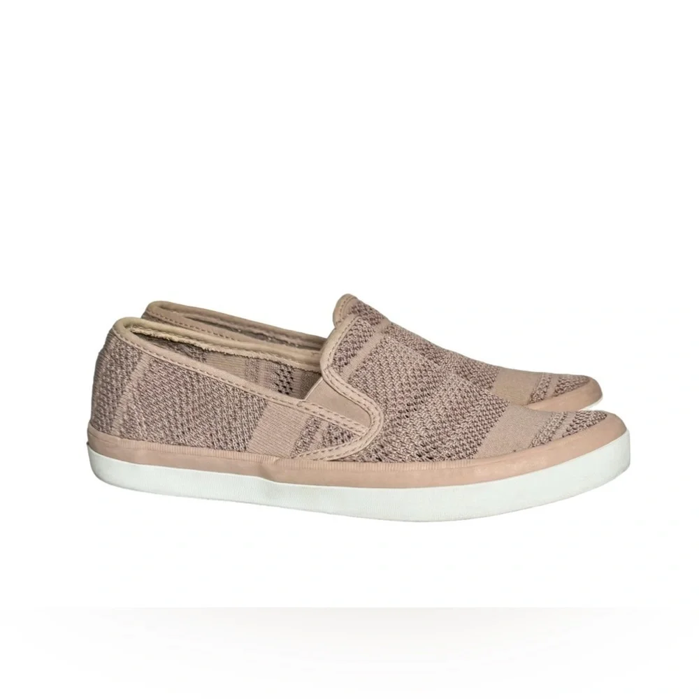 Sperry Seaside Striped Slip On Shoes Size 8 Knit Memory Foam Boat Shoe Pink EUC